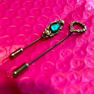 2 vintage Rhinestone hat pins lot